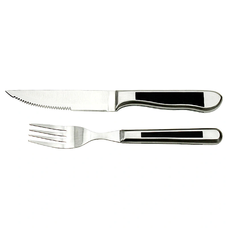 Dinner tools steak knife and fork set with serrated blade