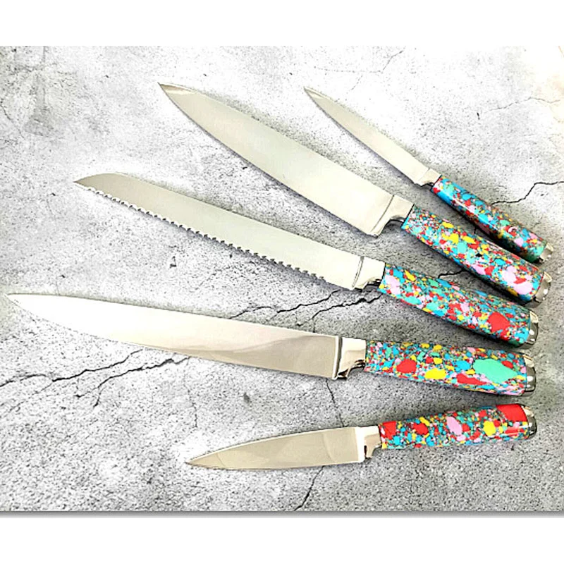 New design Mirror Polishing blade stainless steel 5pcs kitchen knives set