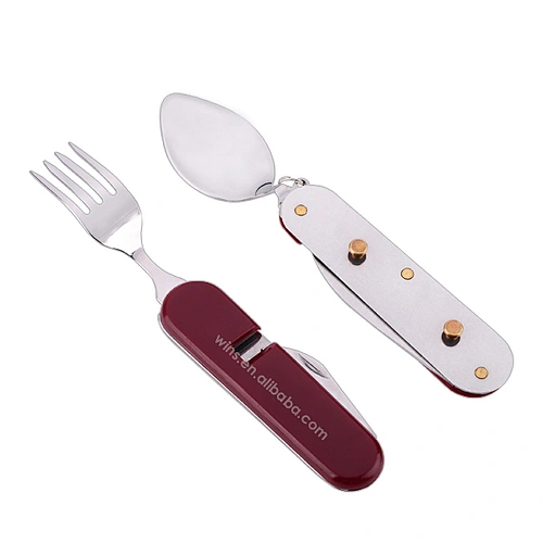 Durable Outdoor Camping Cutlery Set Multi-Functional Fork Knife Tableware Folded Kitchen Accessories