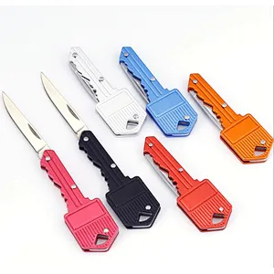Aluminum material Key Shaped Folding Pocket Knife Keychain Key Rings
