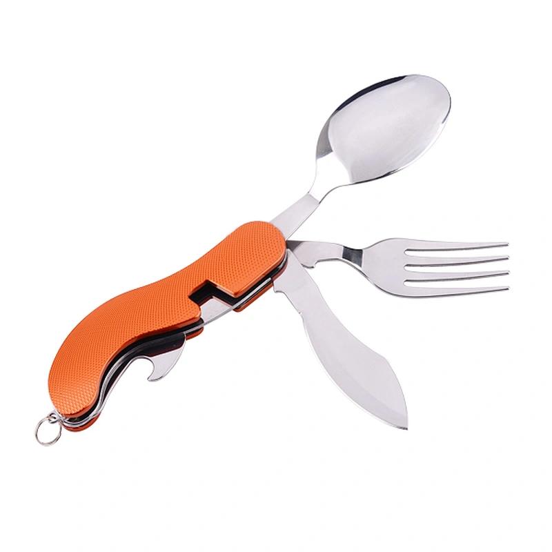 4-In-1 Portable Outdoor Pocket Utensil Stainless Steel Camping Utensils Cutlery Set