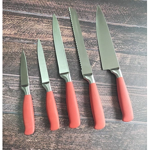 3Cr13 stainless steel forged 5pcs kitchen knife set with rubber sprayed handle