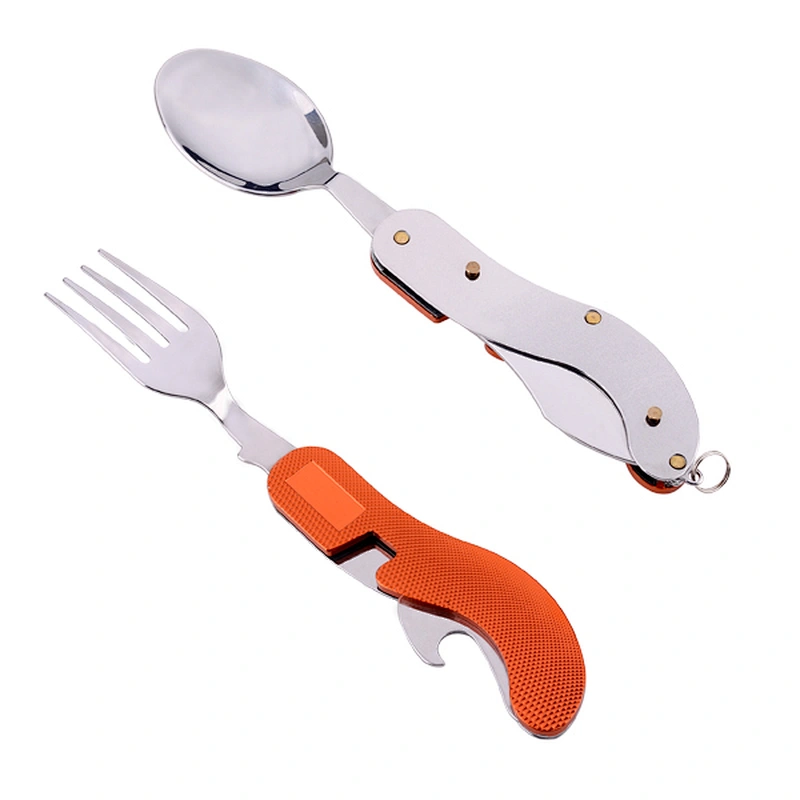 4-In-1 Portable Outdoor Pocket Utensil Stainless Steel Camping Utensils Cutlery Set