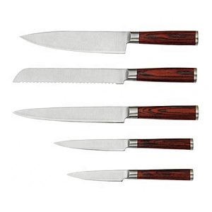 5 pcs stainless steel Kitchen knife set with Pakka wood handle