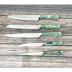 New design 5 pcs stainless steel blade kitchen knives set with marble handle