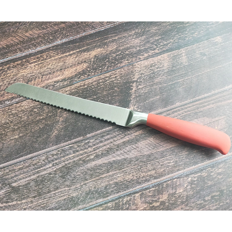 Stainless steel Kitchen knife 8 inch bread knife with Rubber spraying handle
