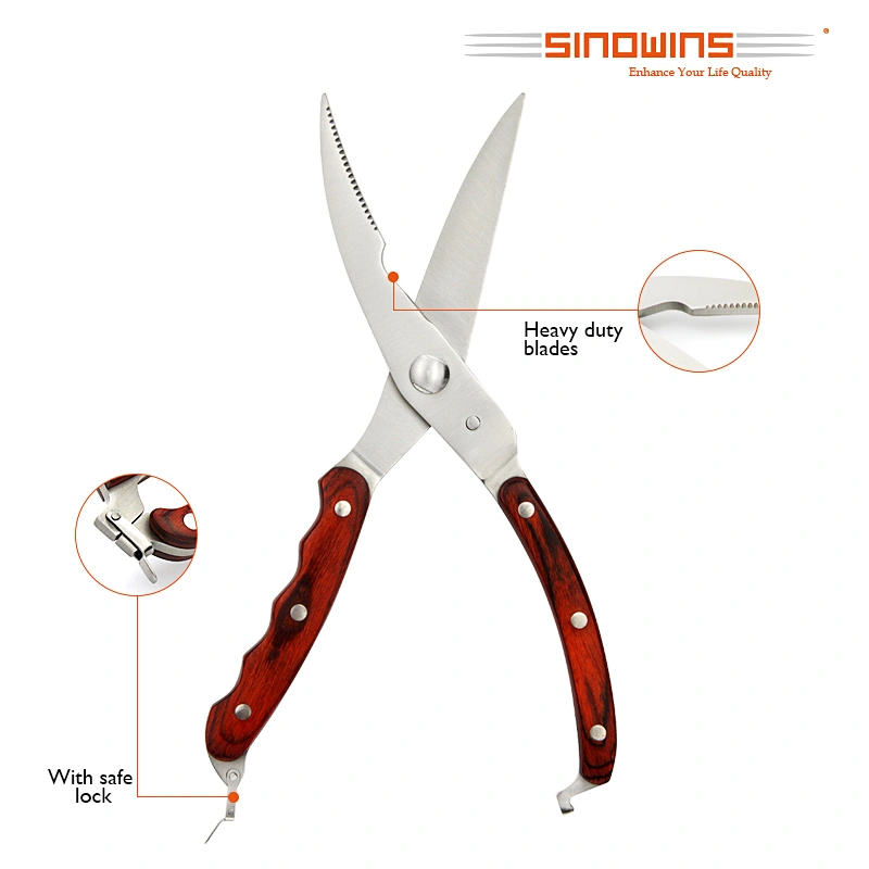 Wood handle Kitchen Shears Poultry Shears Cooking Scissors