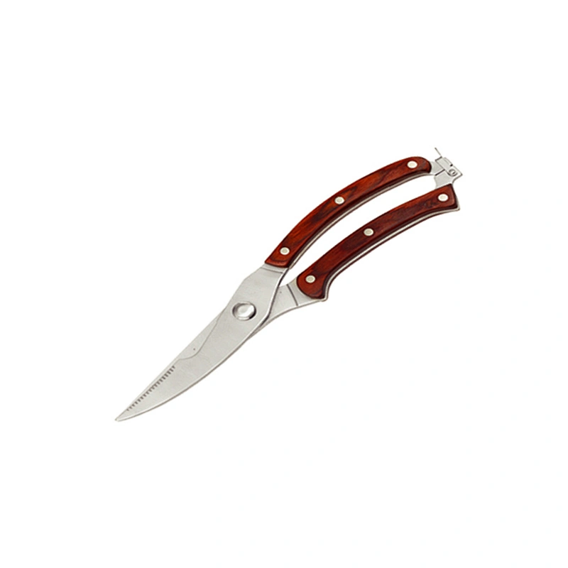 Heavy Duty Stainless Steel poultry Scissors chicken bone kitchen shears With wooden handle