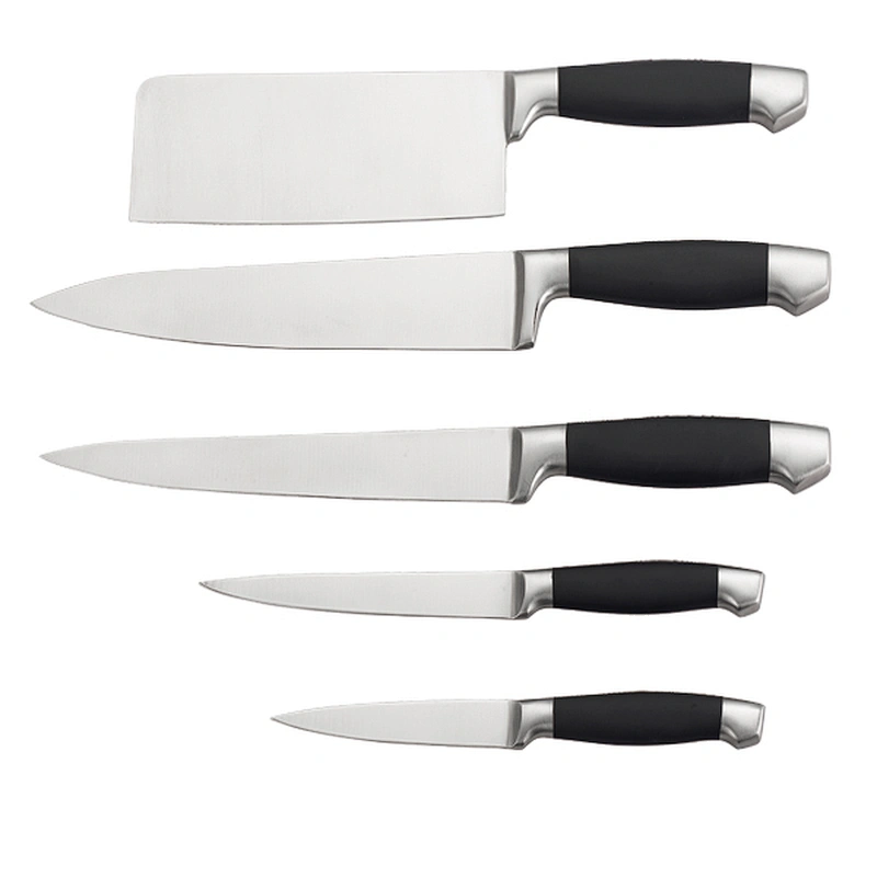 Kitchen tools stainless steel 5 pieces kitchen knife set with Rubber spprayed handle