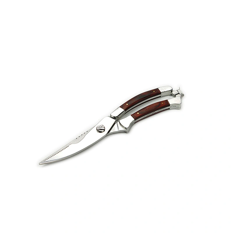 Heavy Duty Stainless Steel poultry Scissors Made With Professional Blade and Spring Loaded Wood Handle