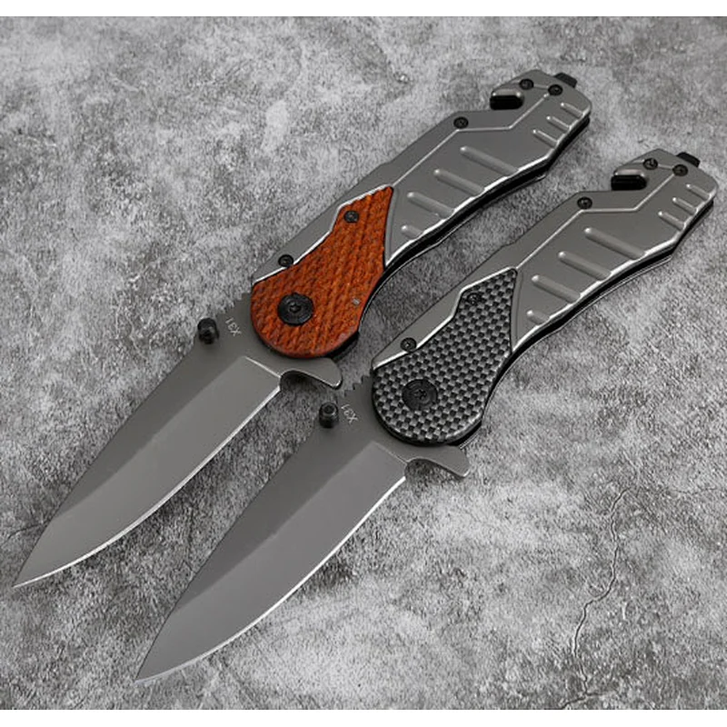 Titanium coating stainless steel 3cr13mov Folding pocket Knife with Cutter
