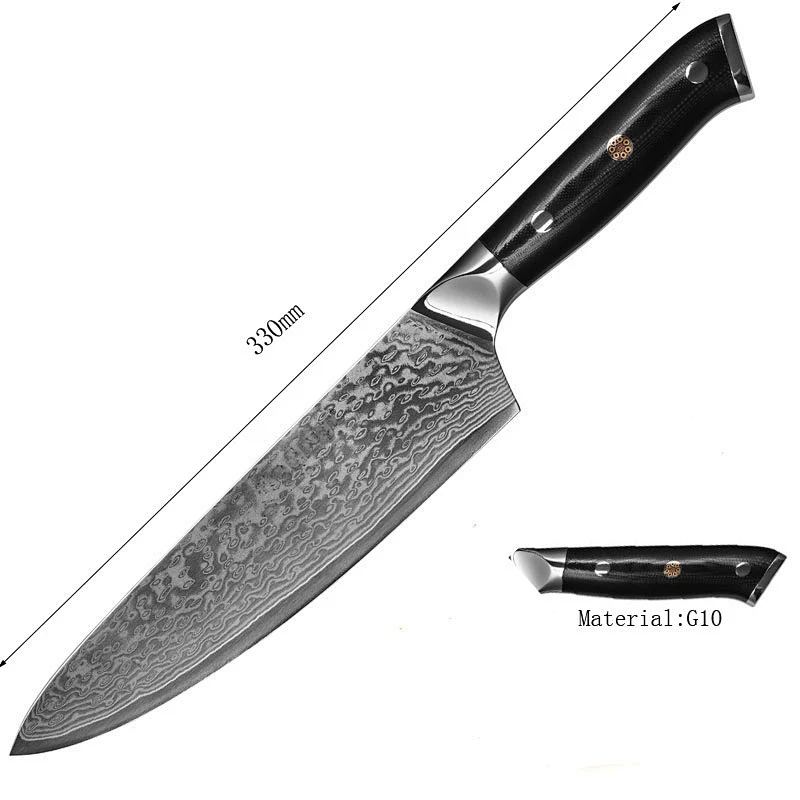 Good Pattern damascus Kitchen Knife chef knife with Ergonomic G10 Handle