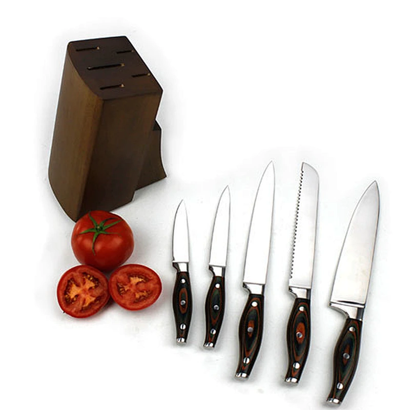 Low MOQ 5pcs  Kitchen knife set with wooden  handle