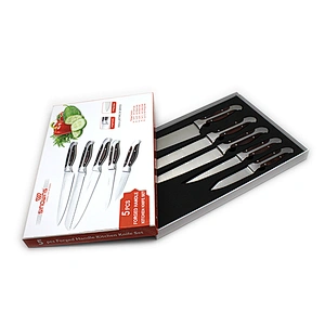High quality wooden handle 5pcs kitchen knife set with EVA gift box