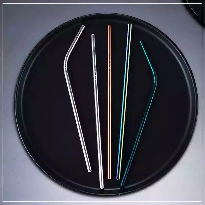 Environmental Rainbow Multi-Colored Metal Straw