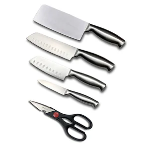 4pcs Stainless steel Kitchen knife set with Kitchen scissors