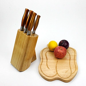 Paint Spraying handle 3Cr13 Stainless Steel kitchen knife set with wooden knife block