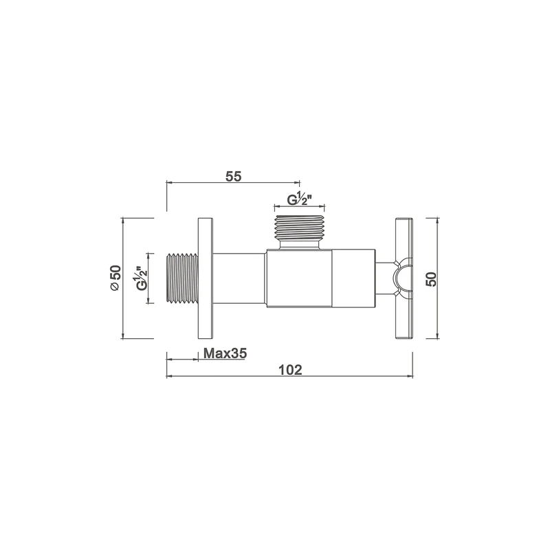 Ceramic cartridge anglevalve