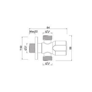 Ceramic cartridge double outlet angle valve