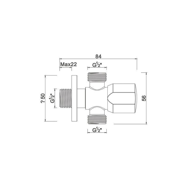 Ceramic cartridge double outlet angle valve