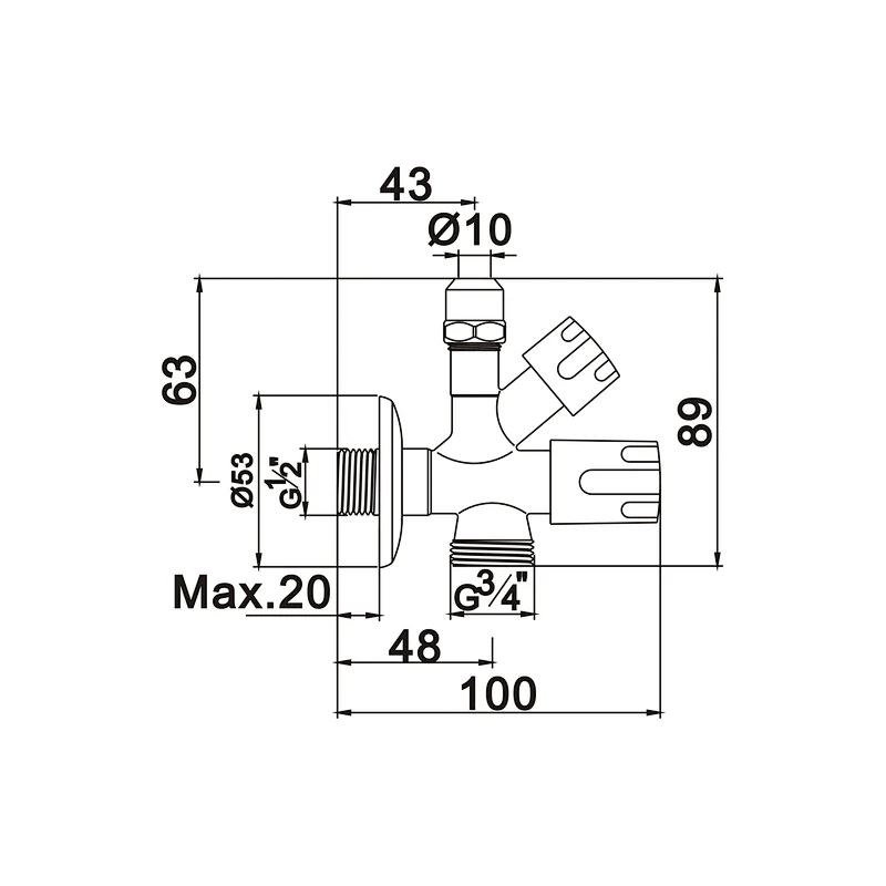 washing machine comperession angle valve
