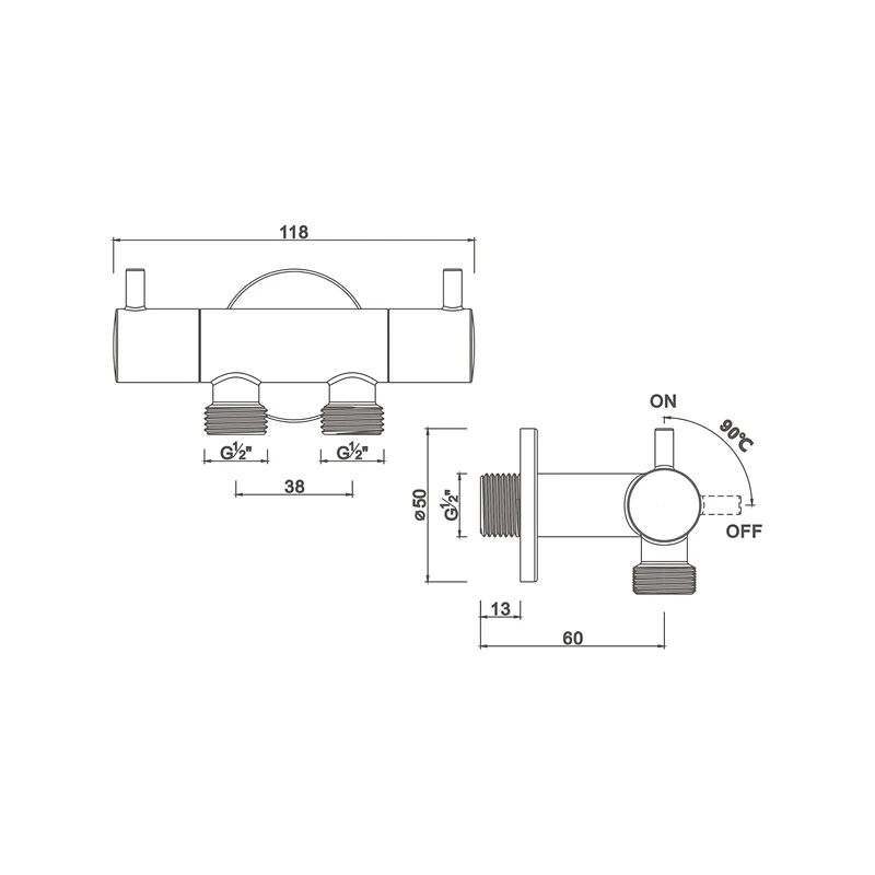 Ceramic cartridge angle valve