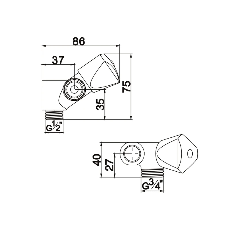 Compression angle valve