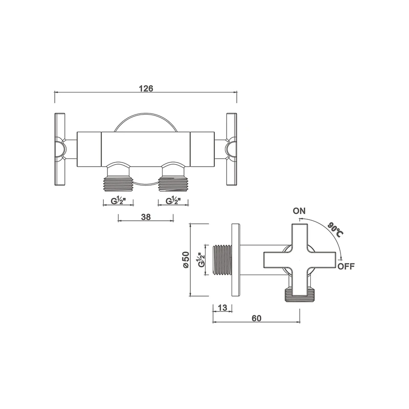 Ceramic cartridge angle valve