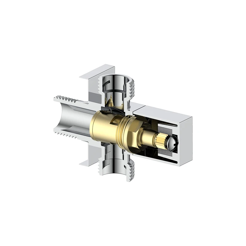 Ceramic cartridge double outlet angle valve