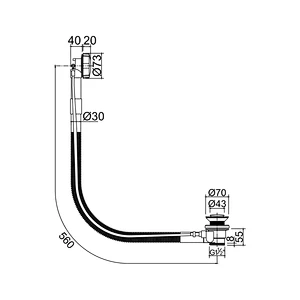 Brass bath waste copper corrugated hose