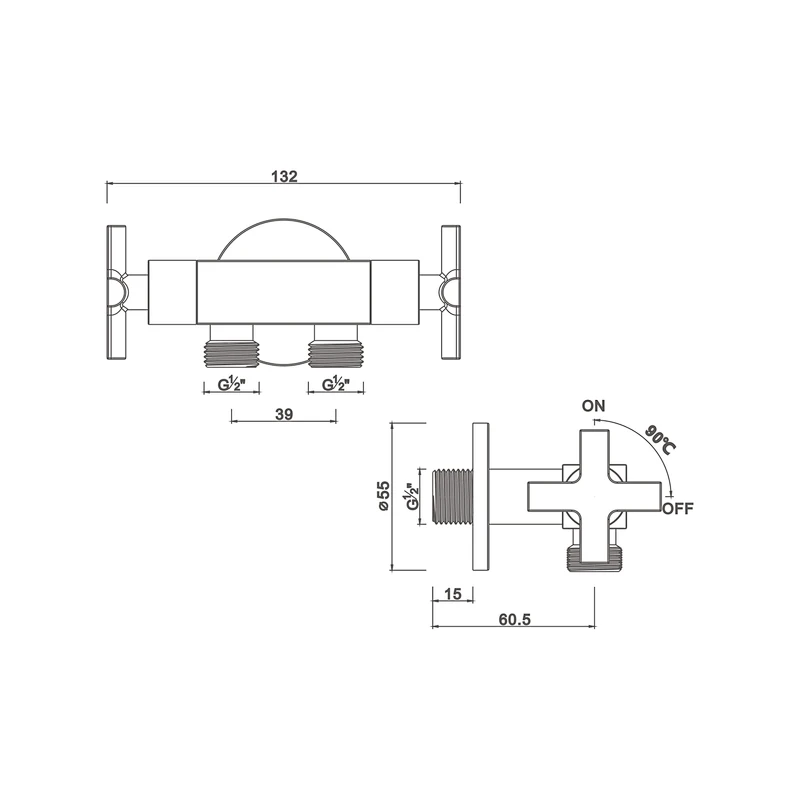 Ceramic cartridge angle valve