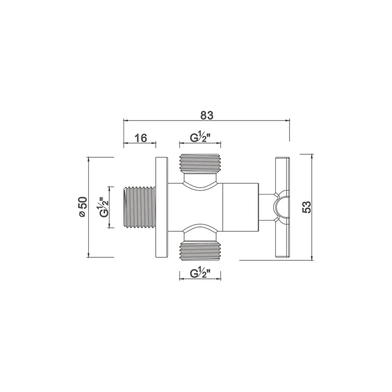 Ceramic cartridge double outlet angle valve