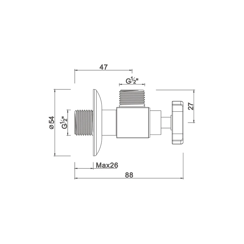 Ceramic cartridge anglevalve