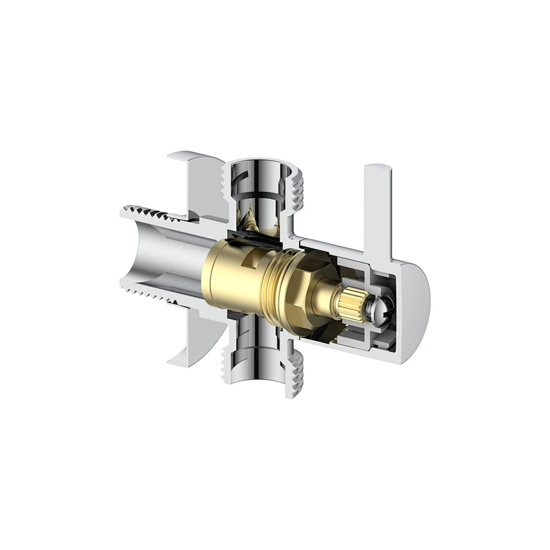 Ceramic cartridge double outlet angle valve