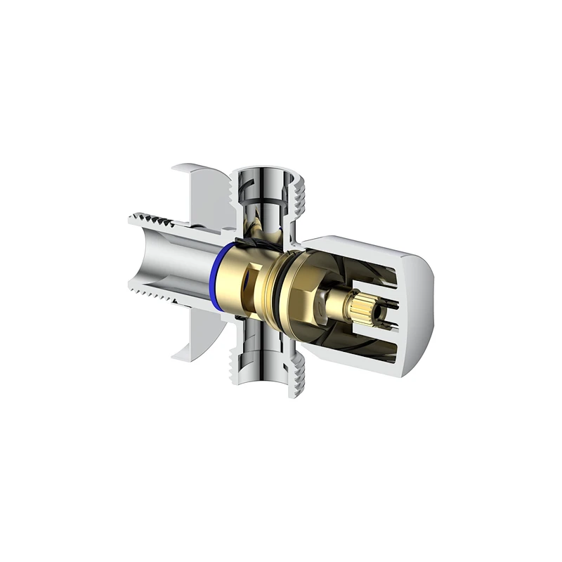 Ceramic cartridge double outlet angle valve