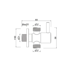 Ceramic cartridge double outlet angle valve