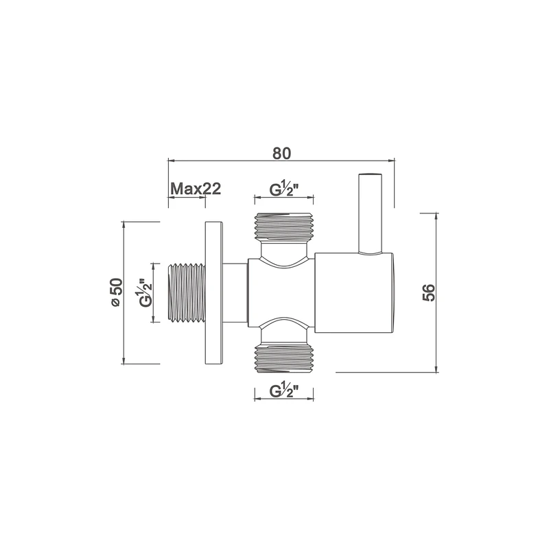 Ceramic cartridge double outlet angle valve