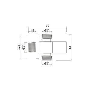Ceramic cartridge double outlet angle valve