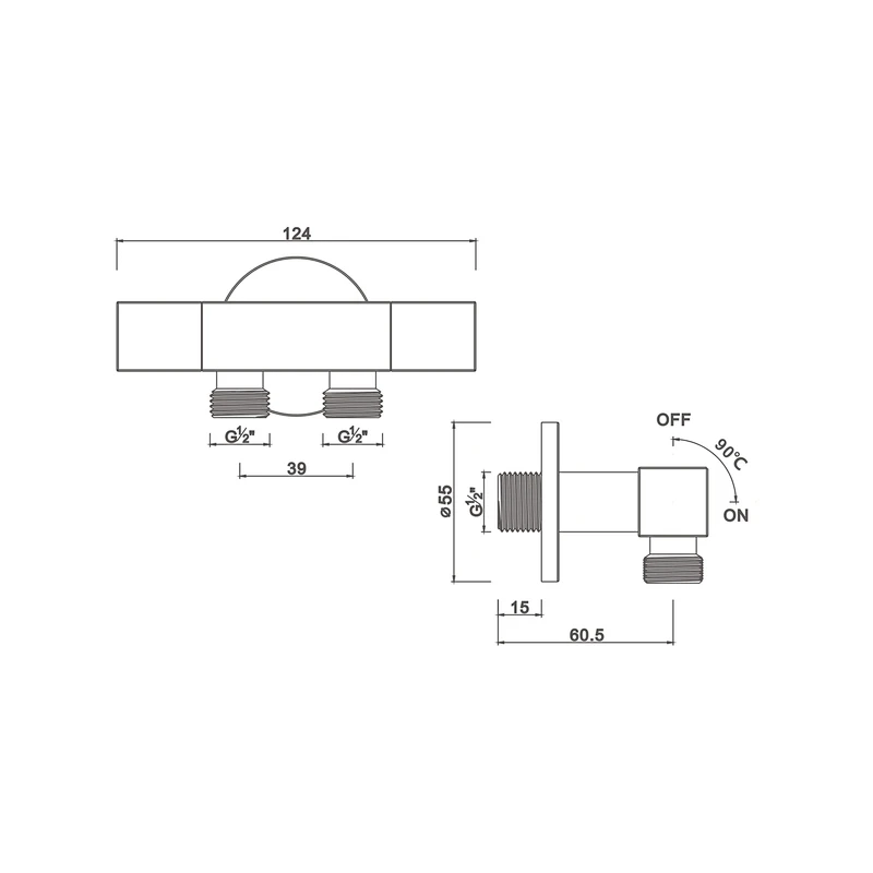 Ceramic cartridge angle valve