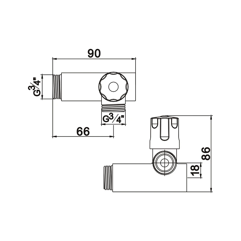 Compression angle valve