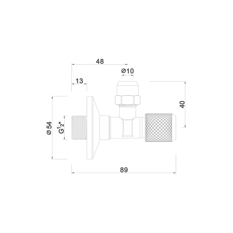 Ceramic cartridge angle valve with filter