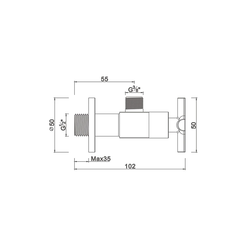 Ceramic cartridge anglevalve