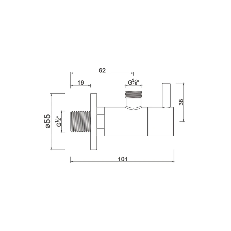 Ceramic cartridge angle valve with filter