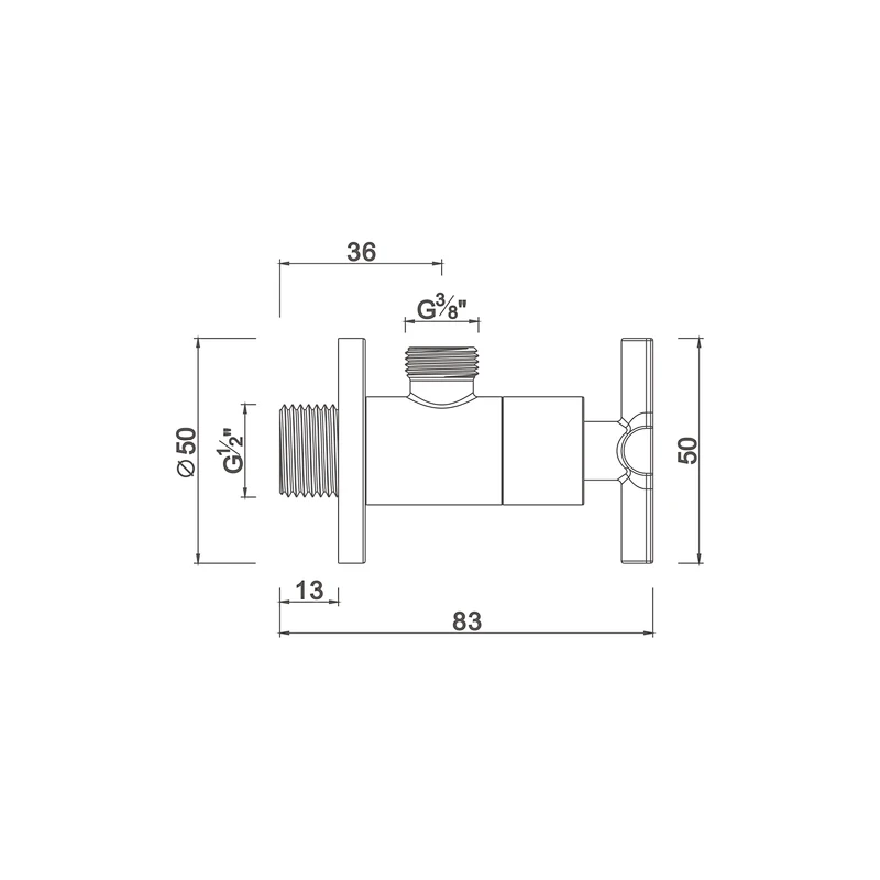 Ceramic cartridge anglevalve