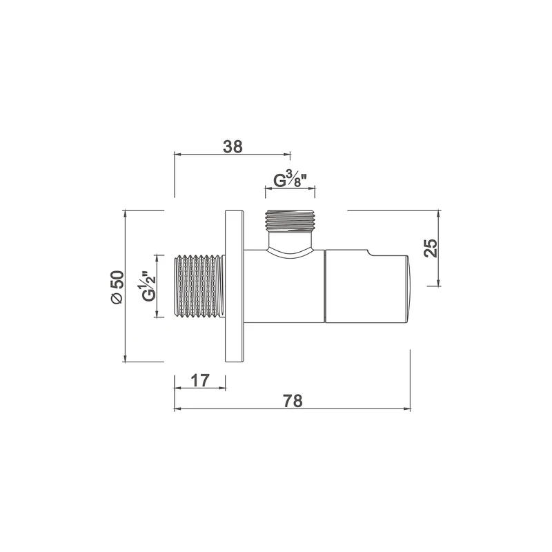 Ceramic cartridge anglevalve