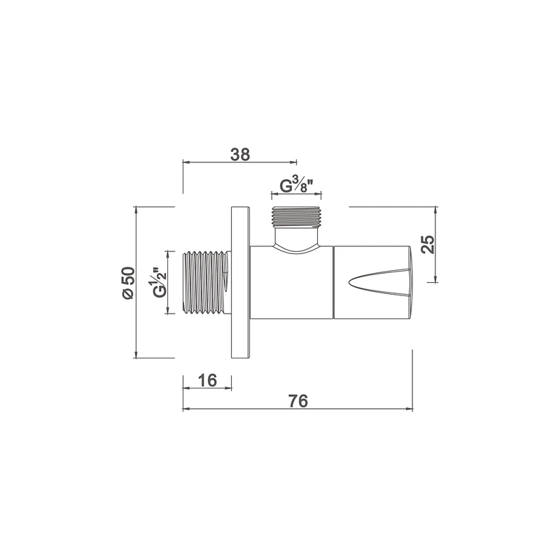 Ceramic cartridge anglevalve