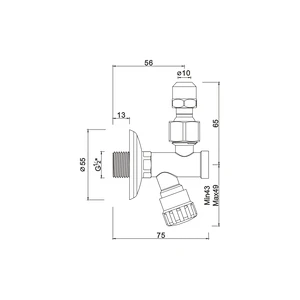 Ball angle valve with filter
