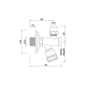 Ball angle valve with filter