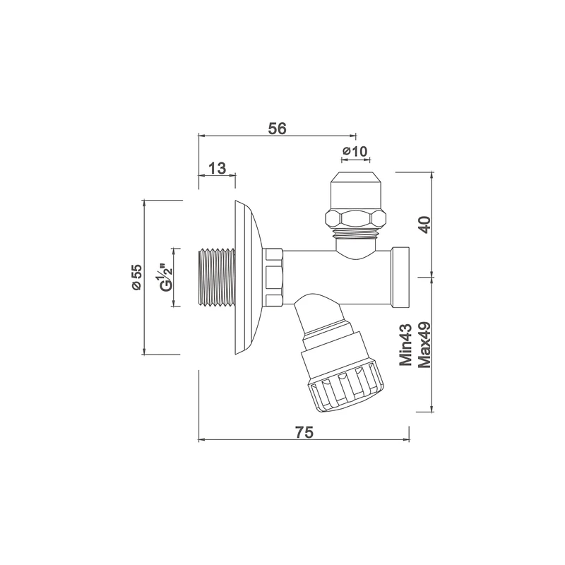 Ball angle valve with filter
