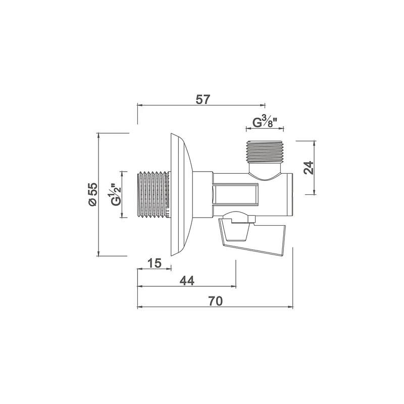 Ball angle valve with filter